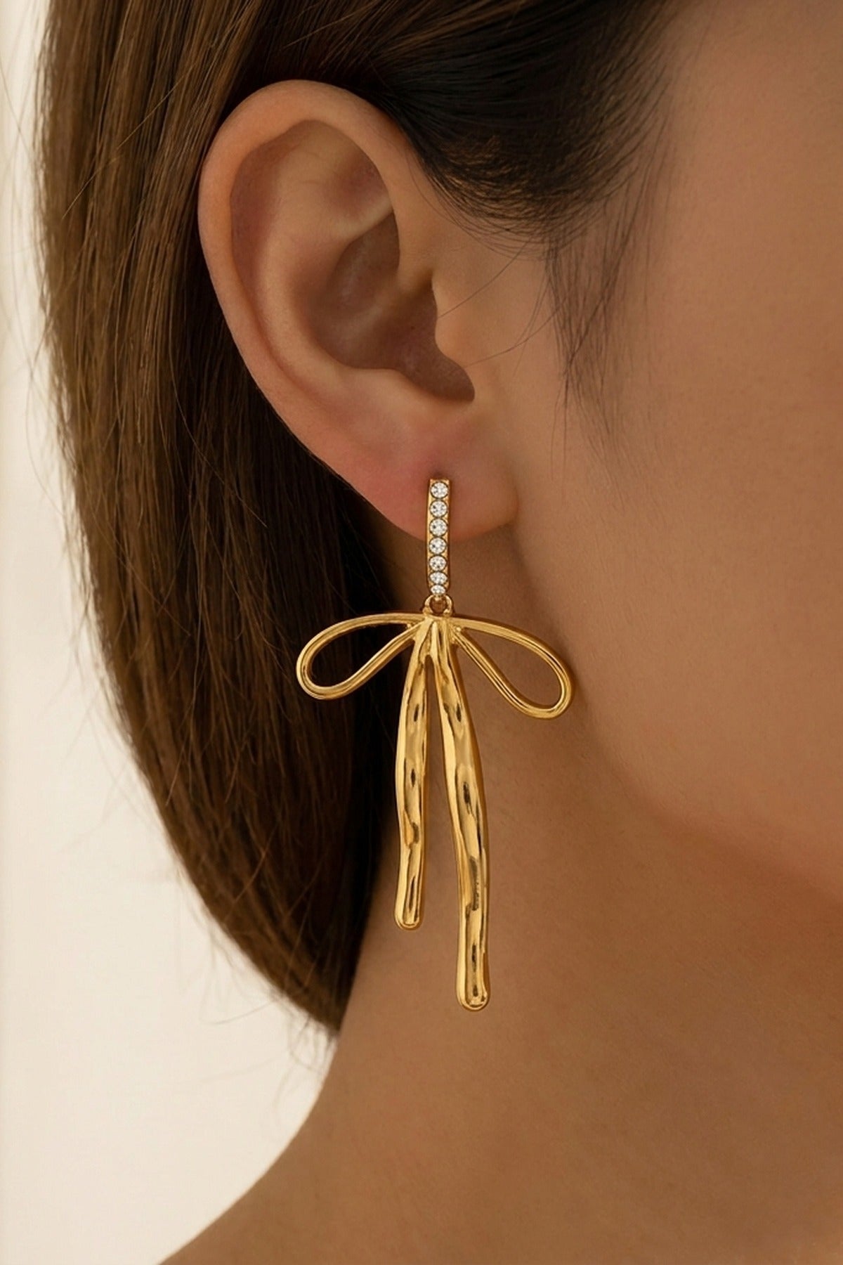 Gold Madihah Ribbon Bow Deluxe Earrings