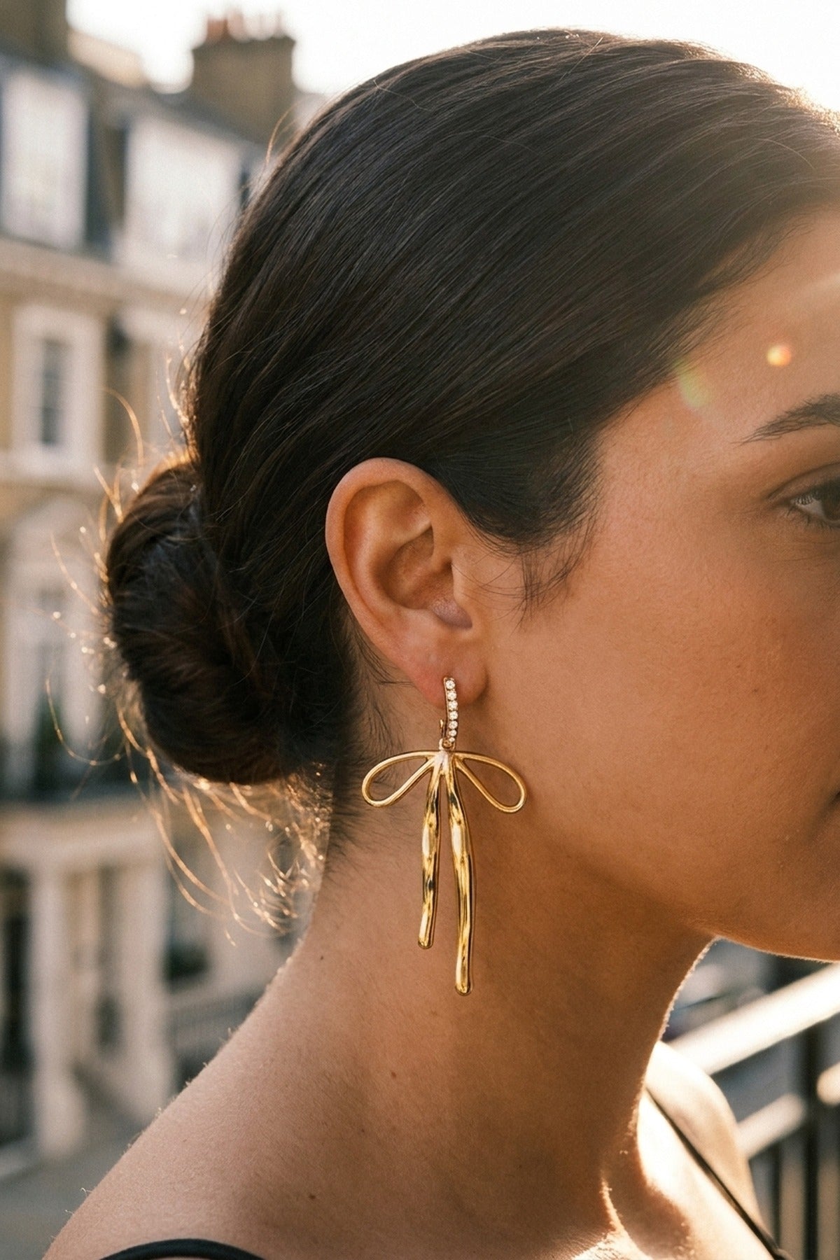 Gold Madihah Ribbon Bow Deluxe Earrings