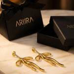 Gold Madihah Ribbon Bow Deluxe Earrings