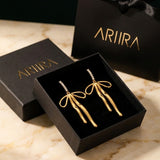 Gold Madihah Ribbon Bow Deluxe Earrings