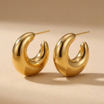 gold Allure Classic C Shaped Chunky Earrings