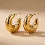 gold Allure Classic C Shaped Chunky Earrings