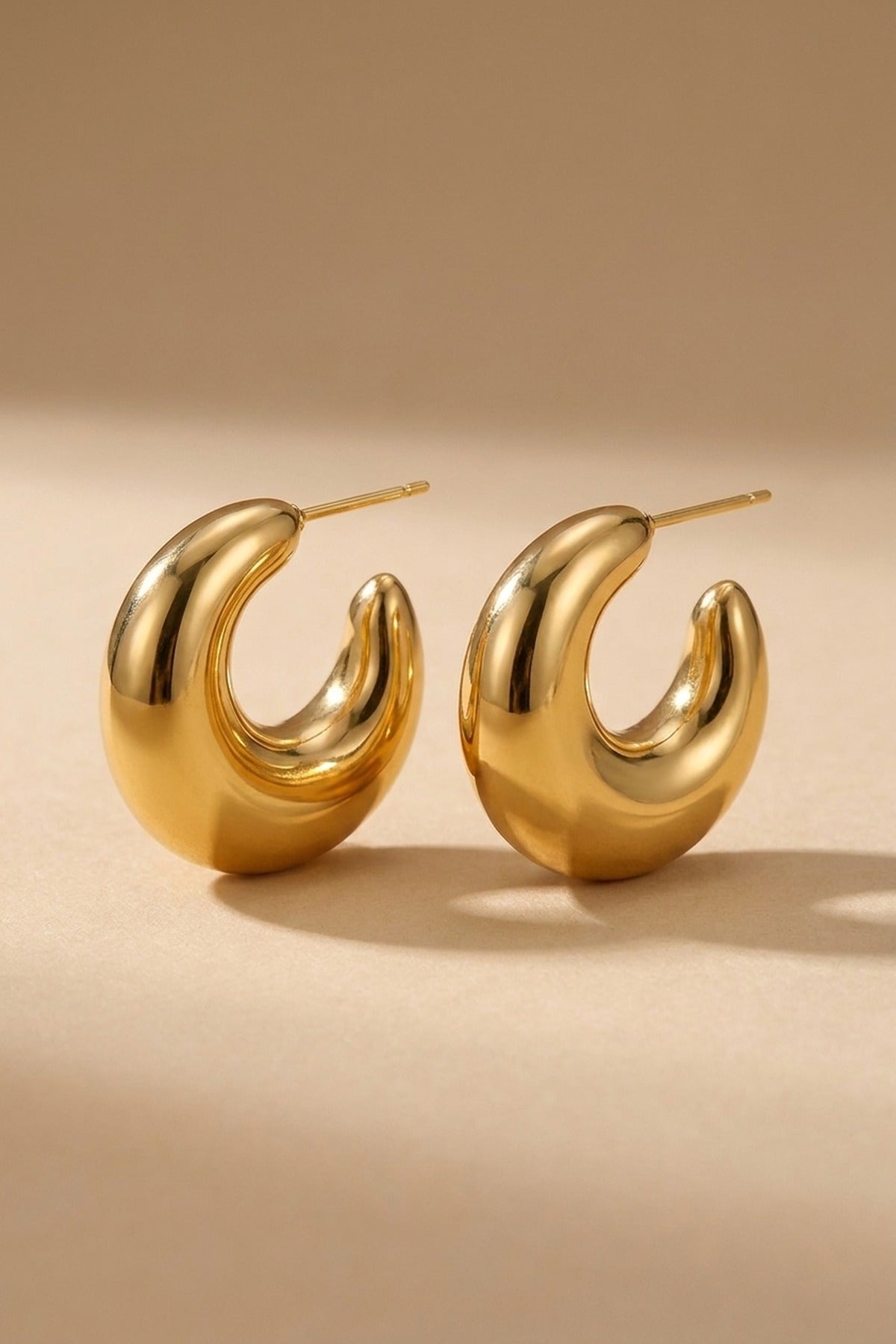 gold Allure Classic C Shaped Chunky Earrings