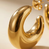 gold Allure Classic C Shaped Chunky Earrings