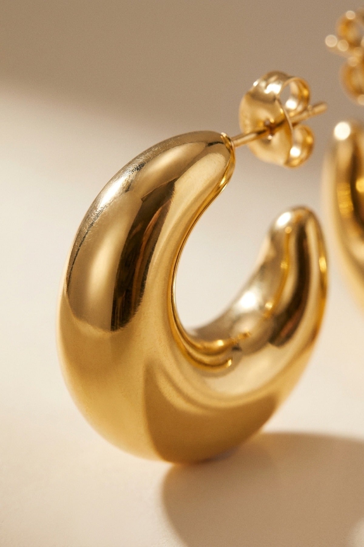 gold Allure Classic C Shaped Chunky Earrings