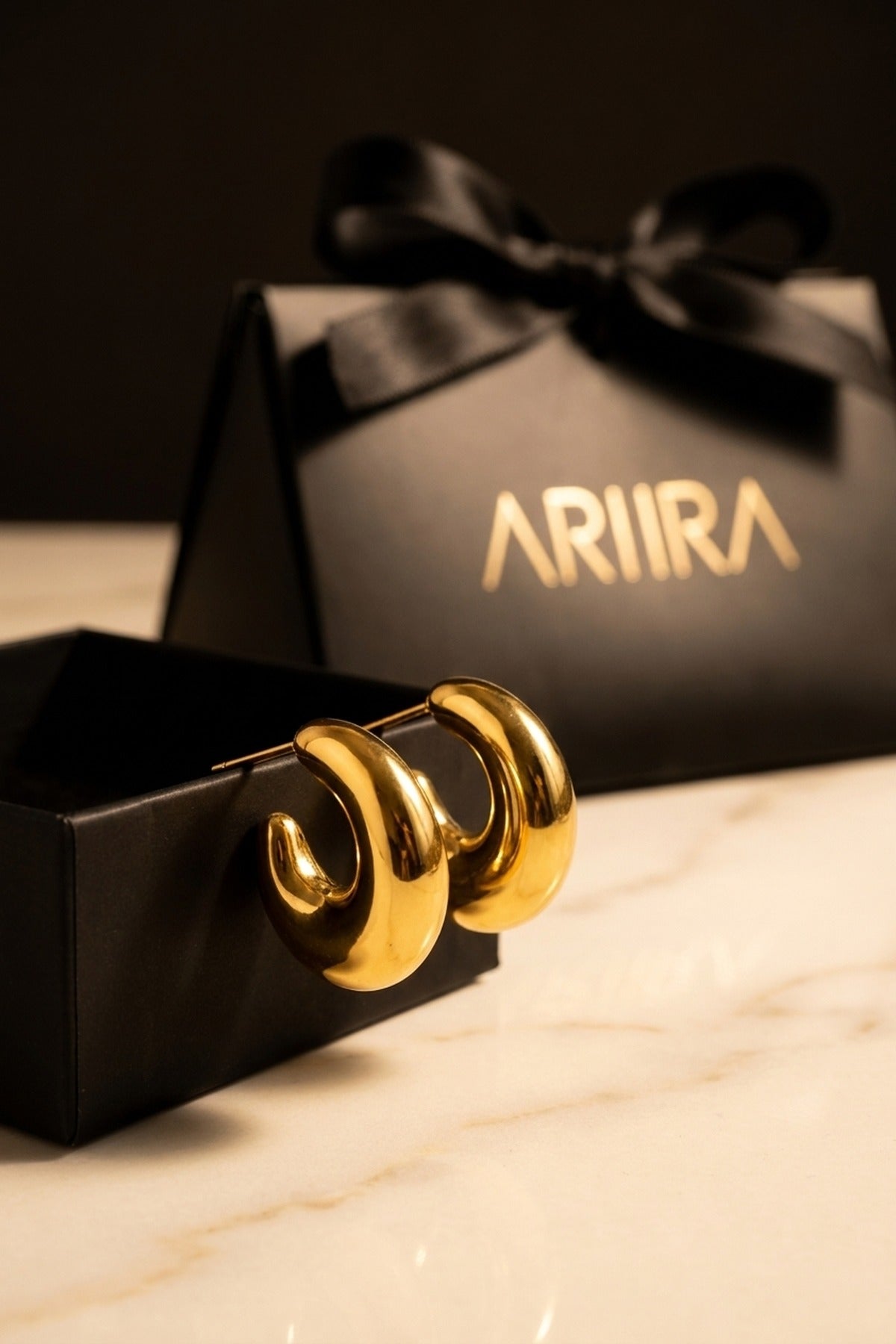 gold Allure Classic C Shaped Chunky Earrings
