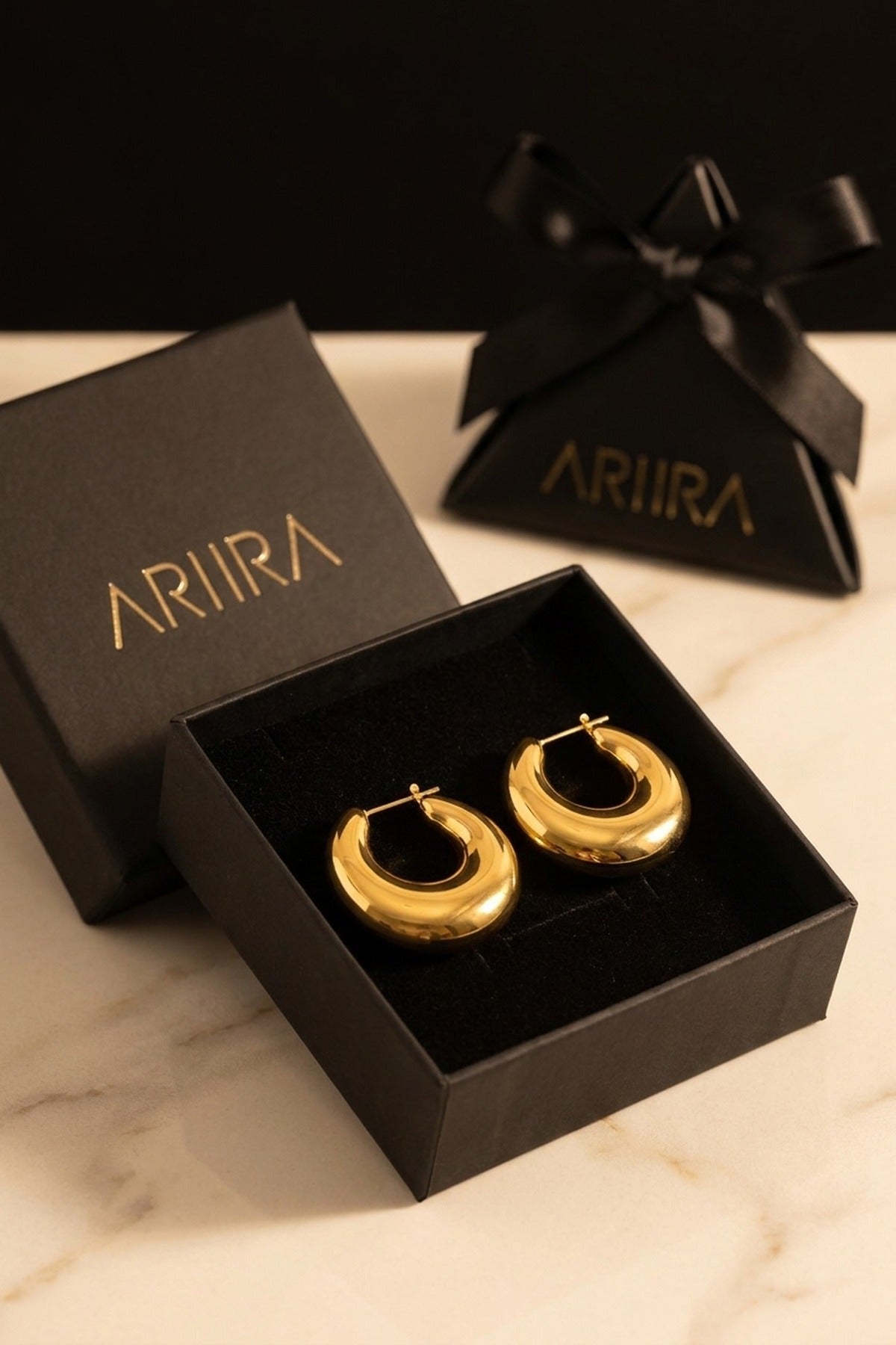 gold Allure Classic C Shaped Chunky Earrings