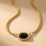 Gold Rabban Agate Stone Layered Necklace