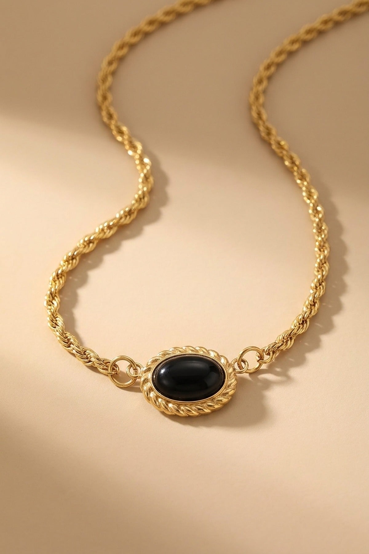 Gold Rabban Agate Stone Layered Necklace