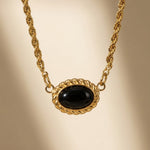 Gold Rabban Agate Stone Layered Necklace