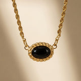 Gold Rabban Agate Stone Layered Necklace