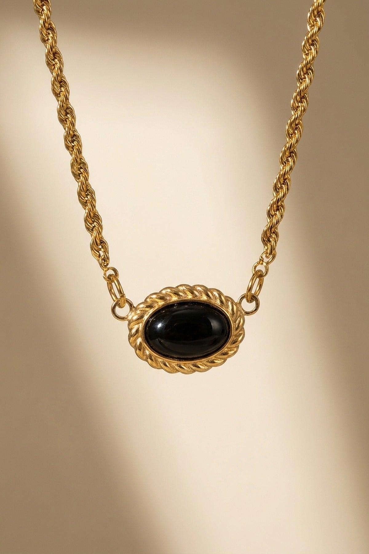 Gold Rabban Agate Stone Layered Necklace