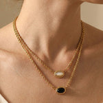 Gold Rabban Agate Stone Layered Necklace