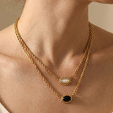 Gold Rabban Agate Stone Layered Necklace