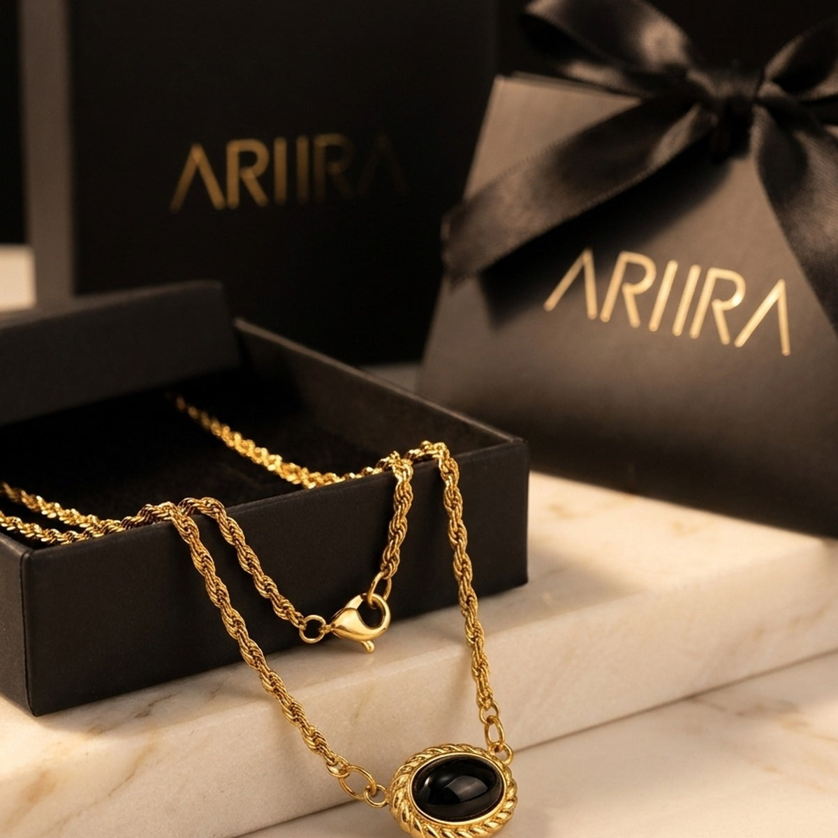 Gold Rabban Agate Stone Layered Necklace