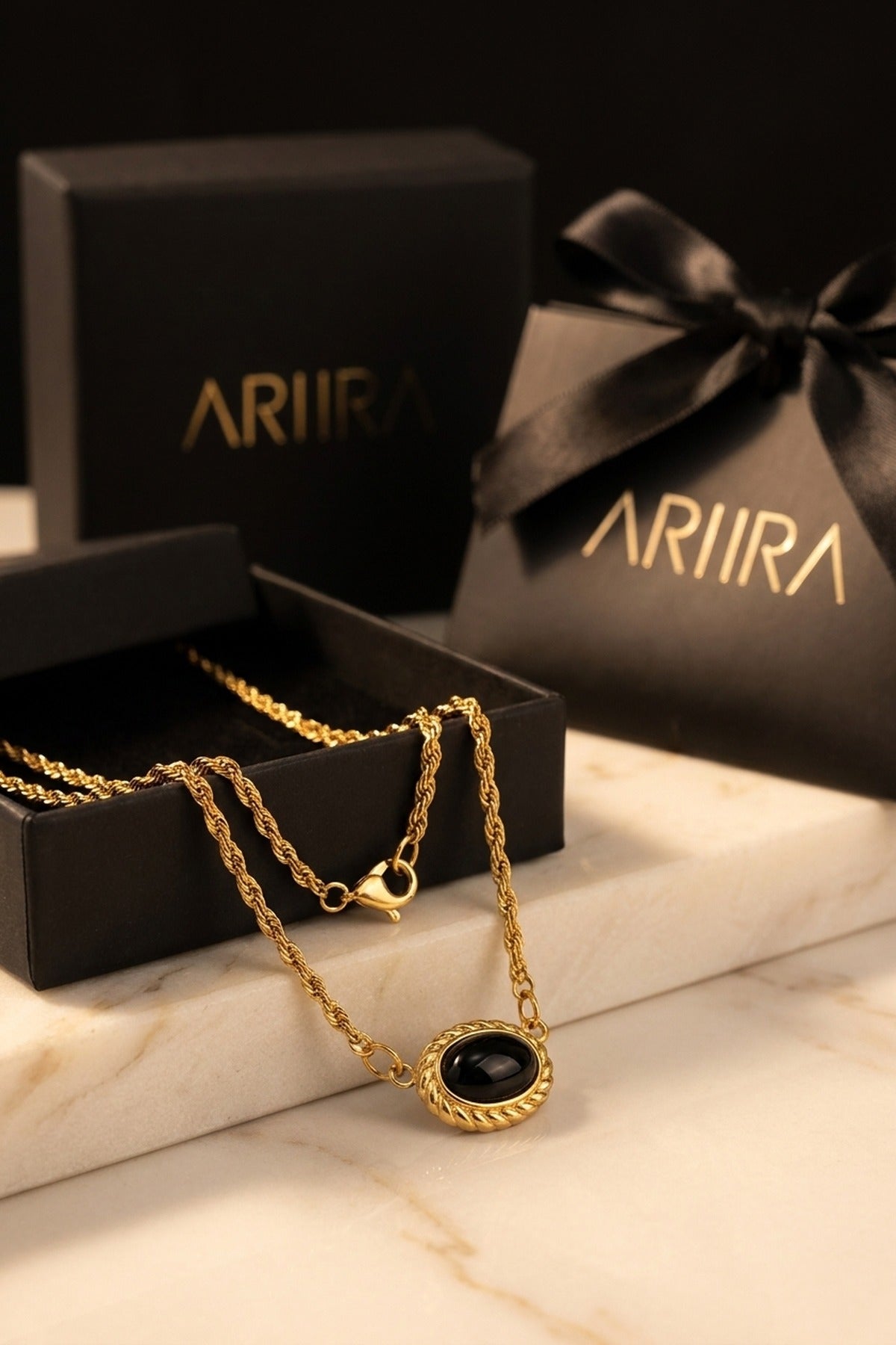 Gold Rabban Agate Stone Layered Necklace