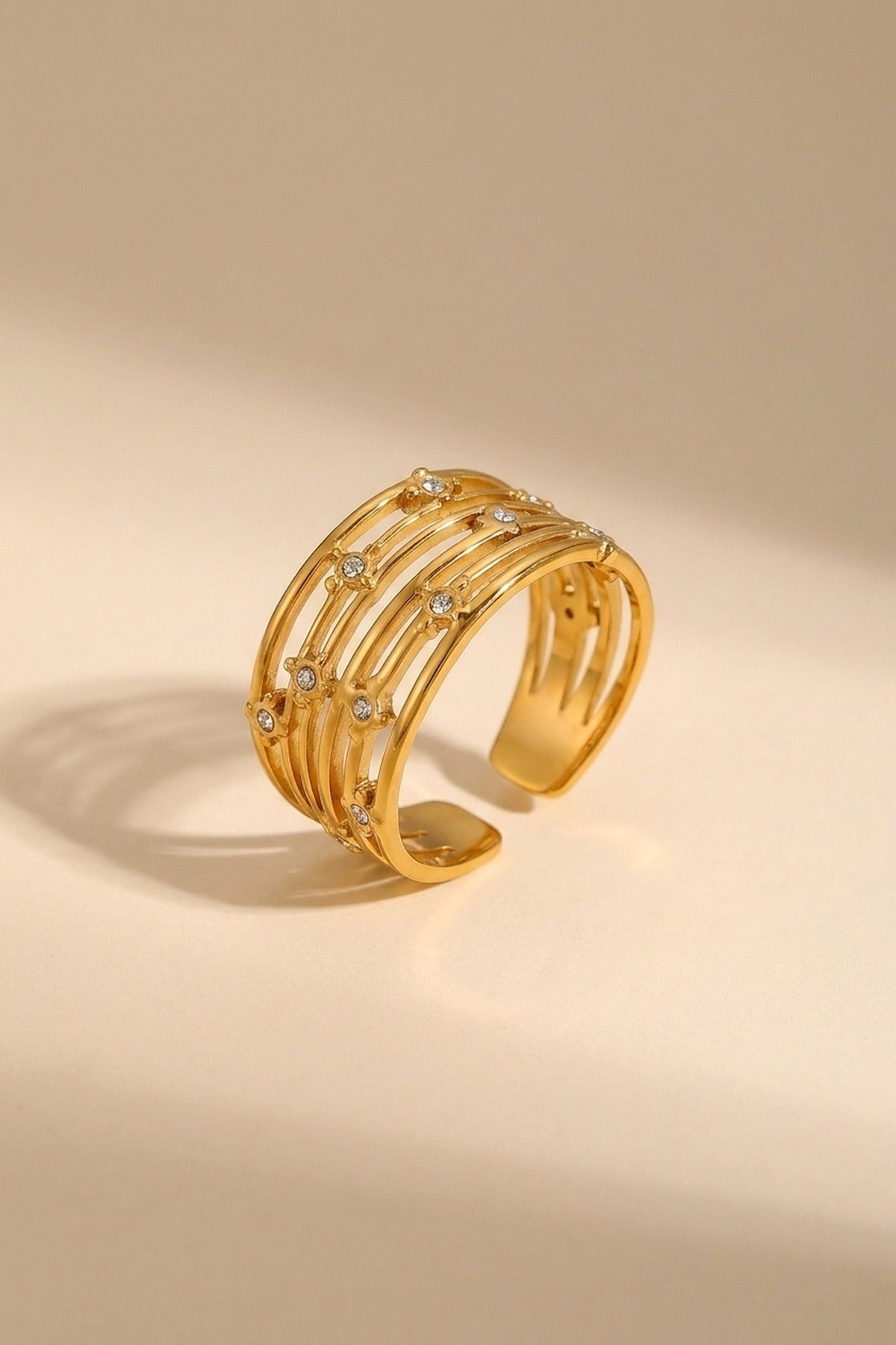 gold Damak Multi Layer Zircon Rings