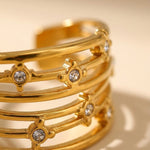 gold Damak Multi Layer Zircon Rings