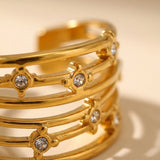 gold Damak Multi Layer Zircon Rings