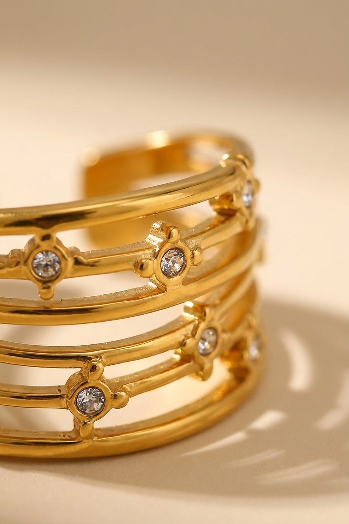 gold Damak Multi Layer Zircon Rings