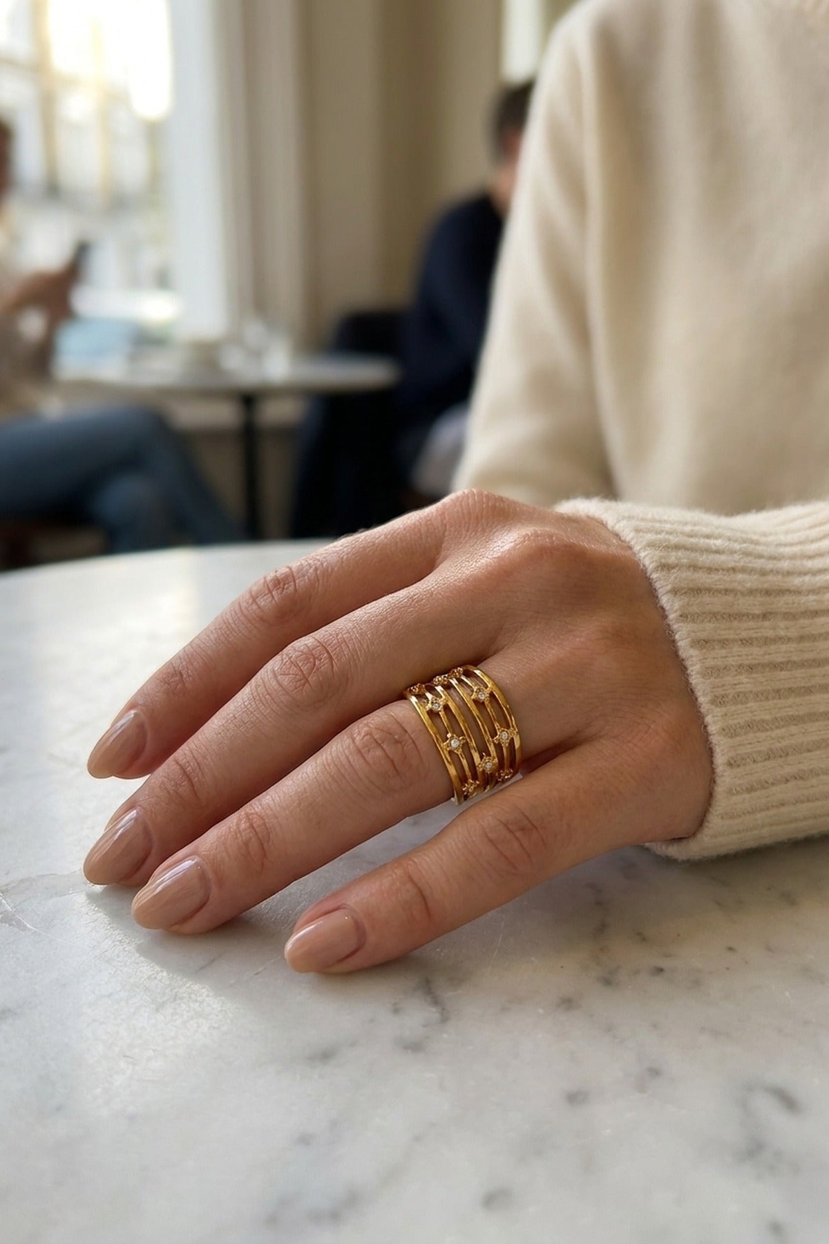 gold Damak Multi Layer Zircon Rings