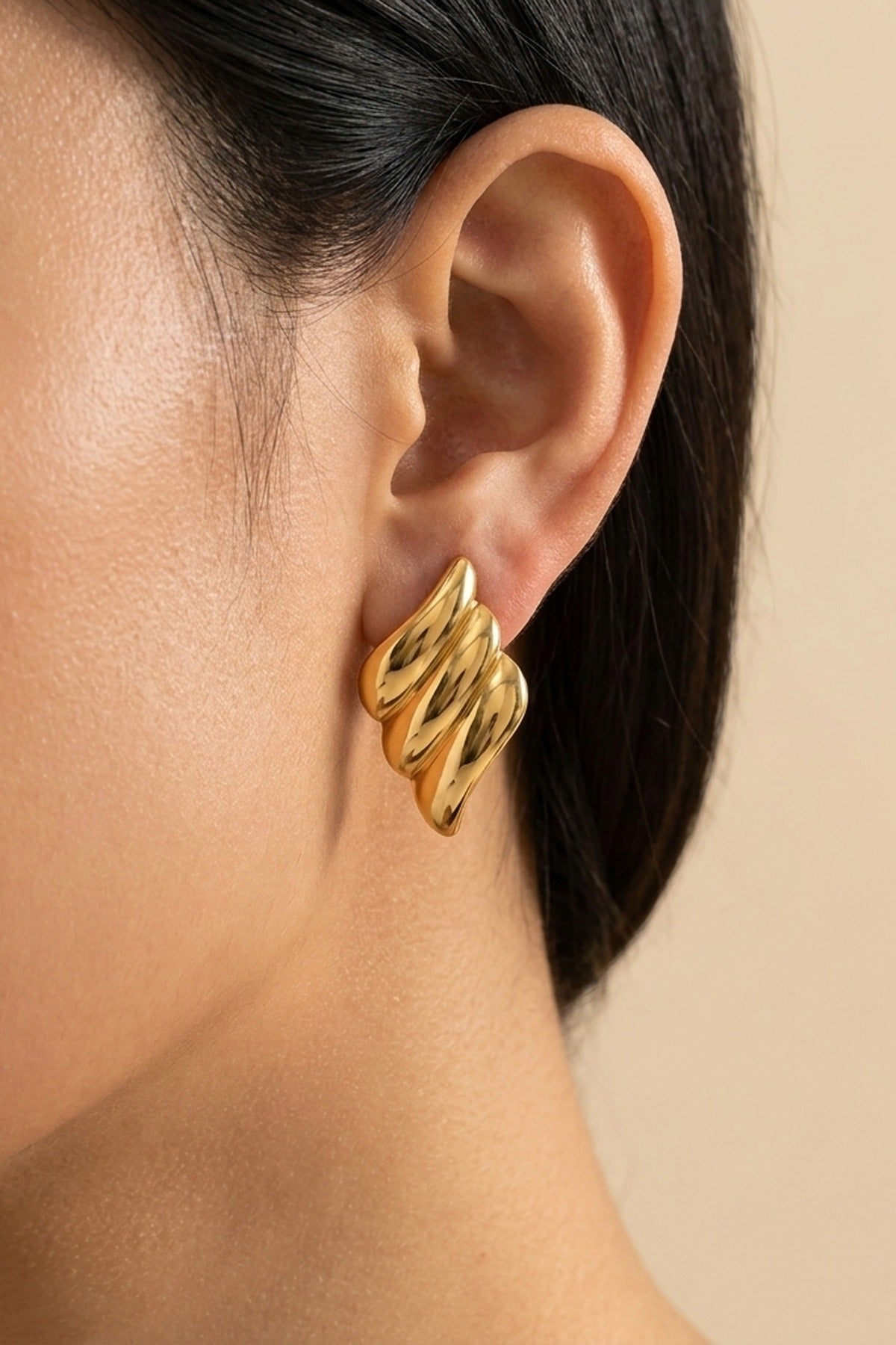 Gold Merhab Wind Earrings Stud Luxe