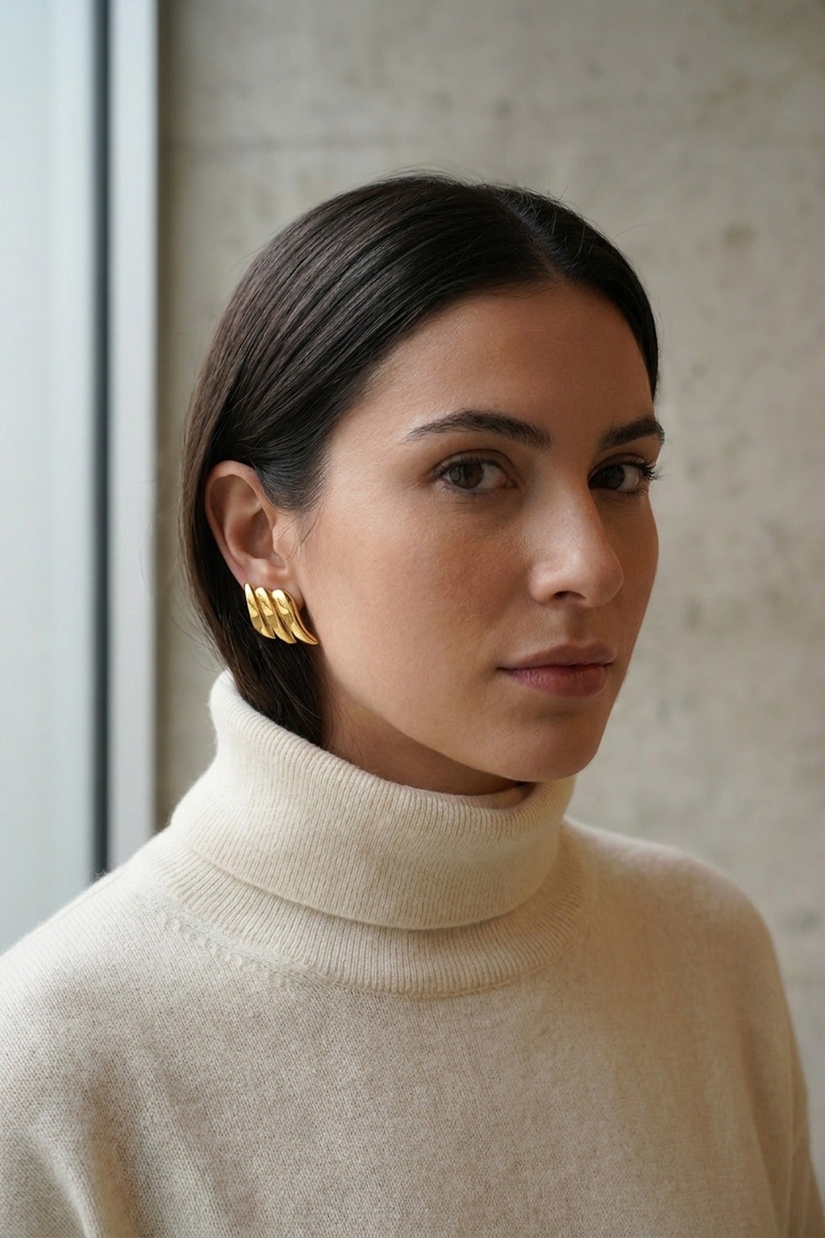 Gold Merhab Wind Earrings Stud Luxe