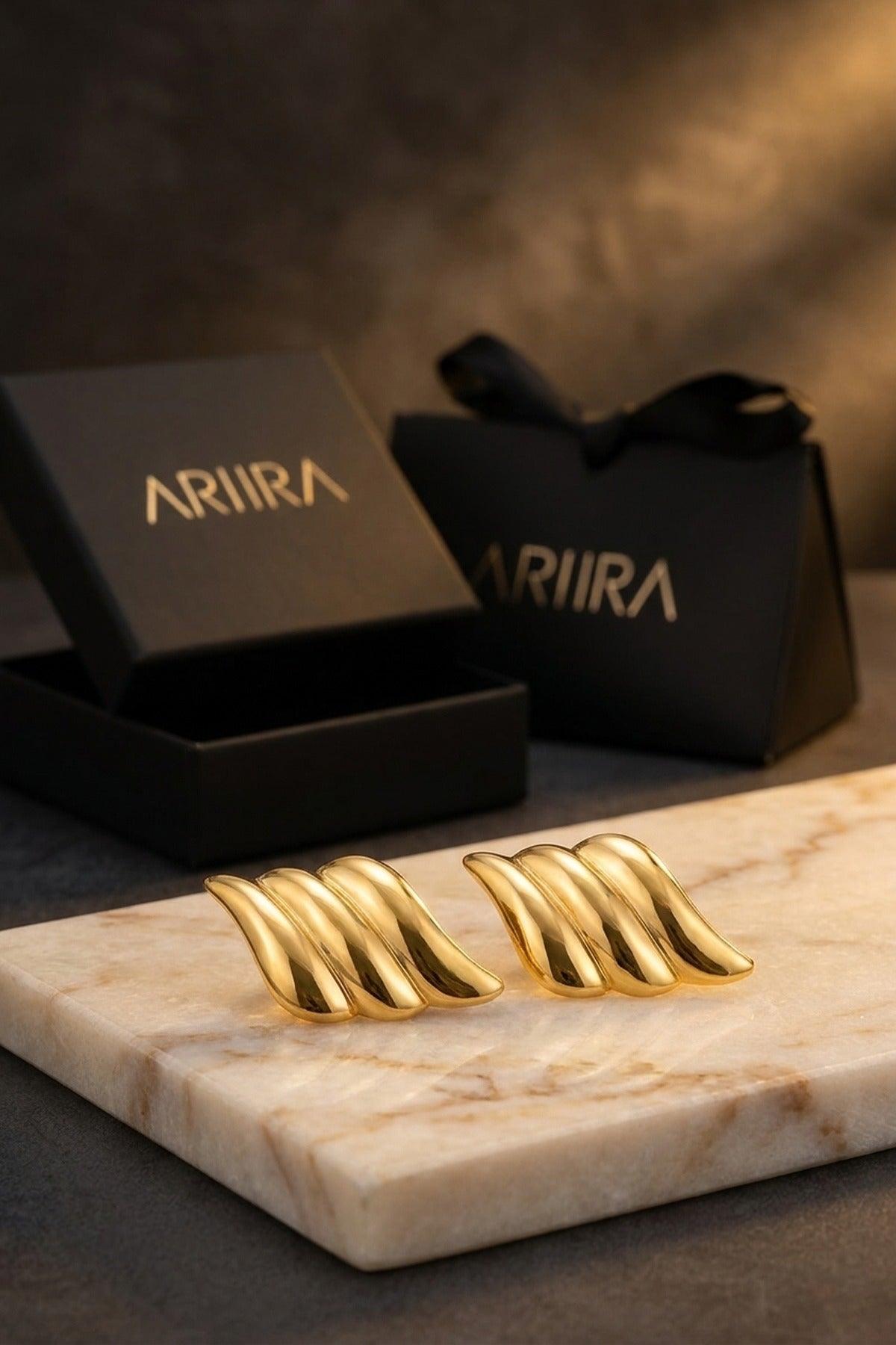 Gold Merhab Wind Earrings Stud Luxe