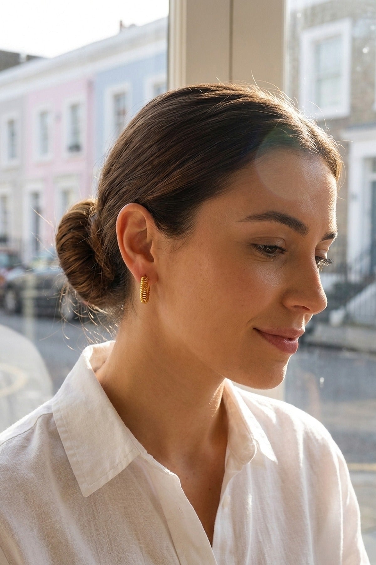 gold Shabt Classic Minimalist Twist Earrings