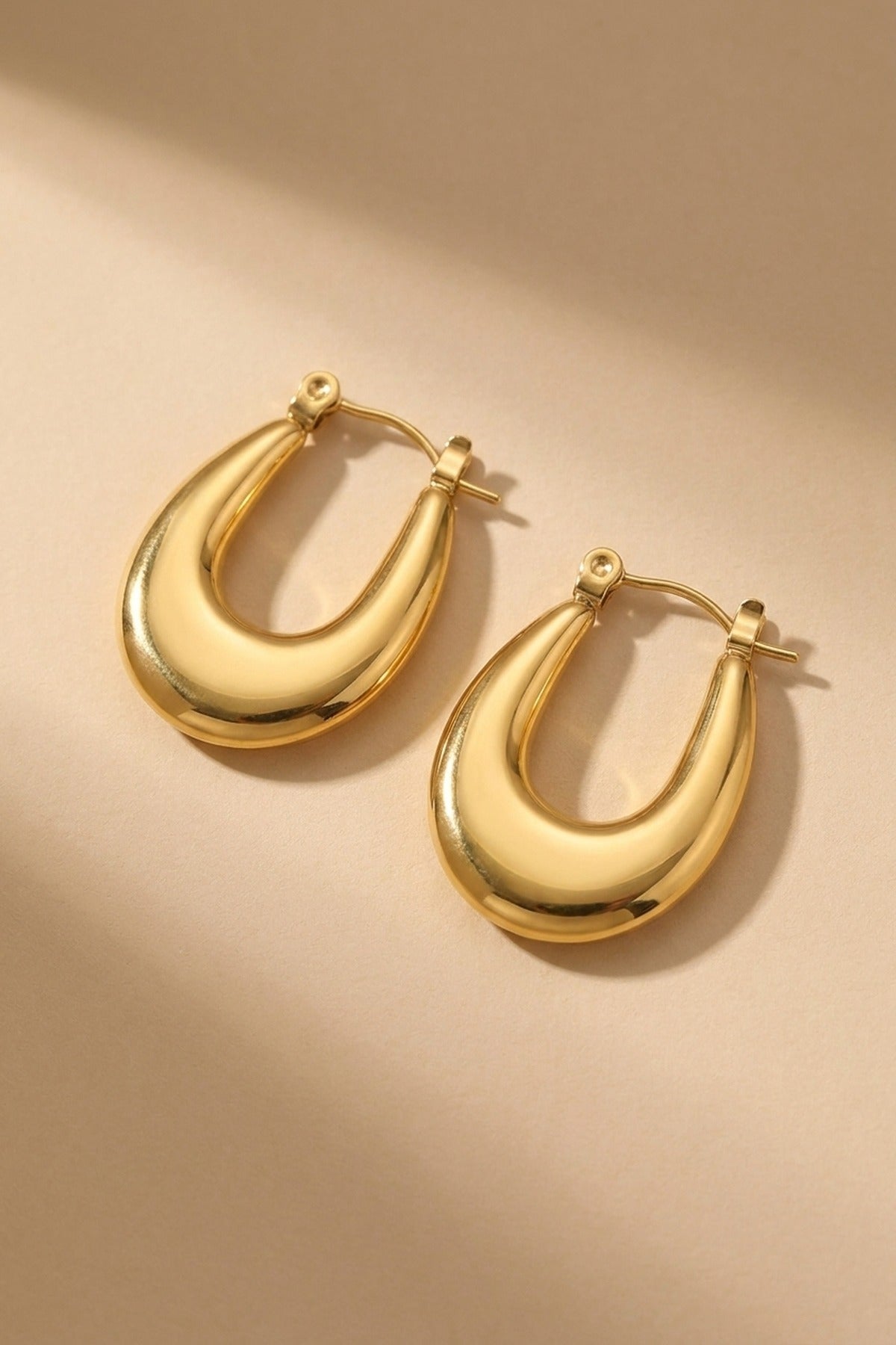 Gold Rimsha U Shaped Chunky Hoop Earrings