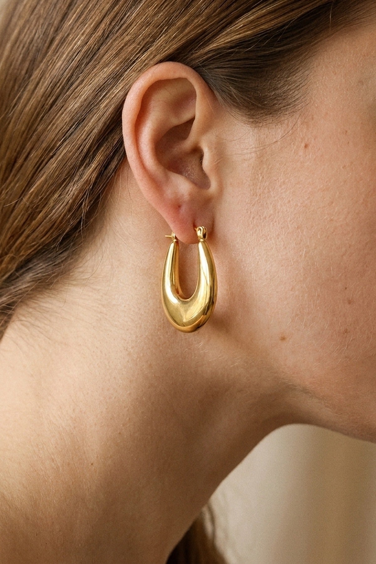 Gold Rimsha U Shaped Chunky Hoop Earrings