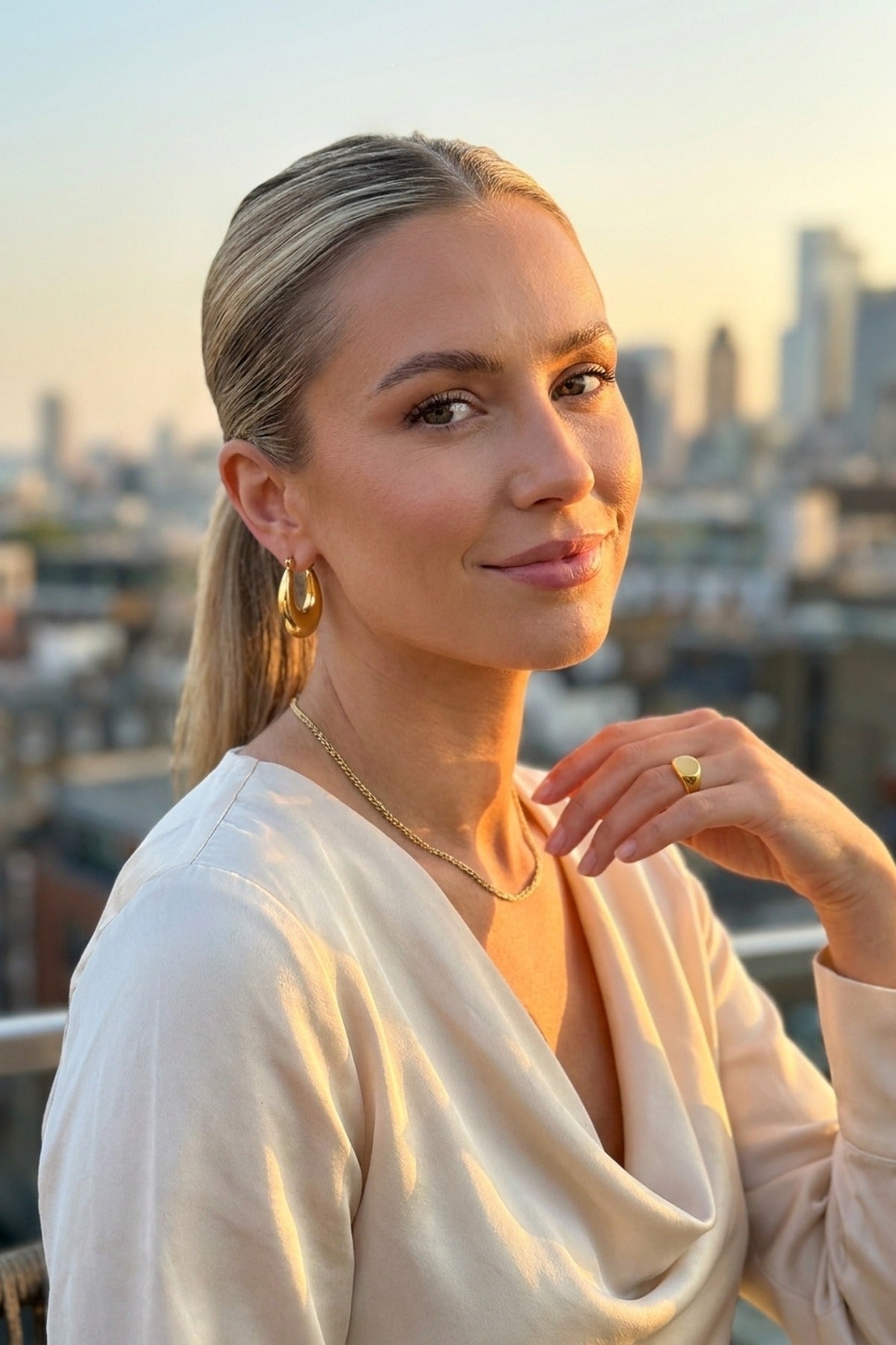 Gold Rimsha U Shaped Chunky Hoop Earrings