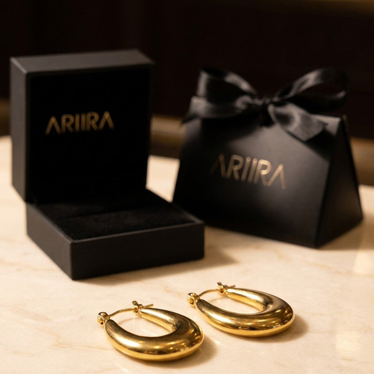 Gold Rimsha U Shaped Chunky Hoop Earrings