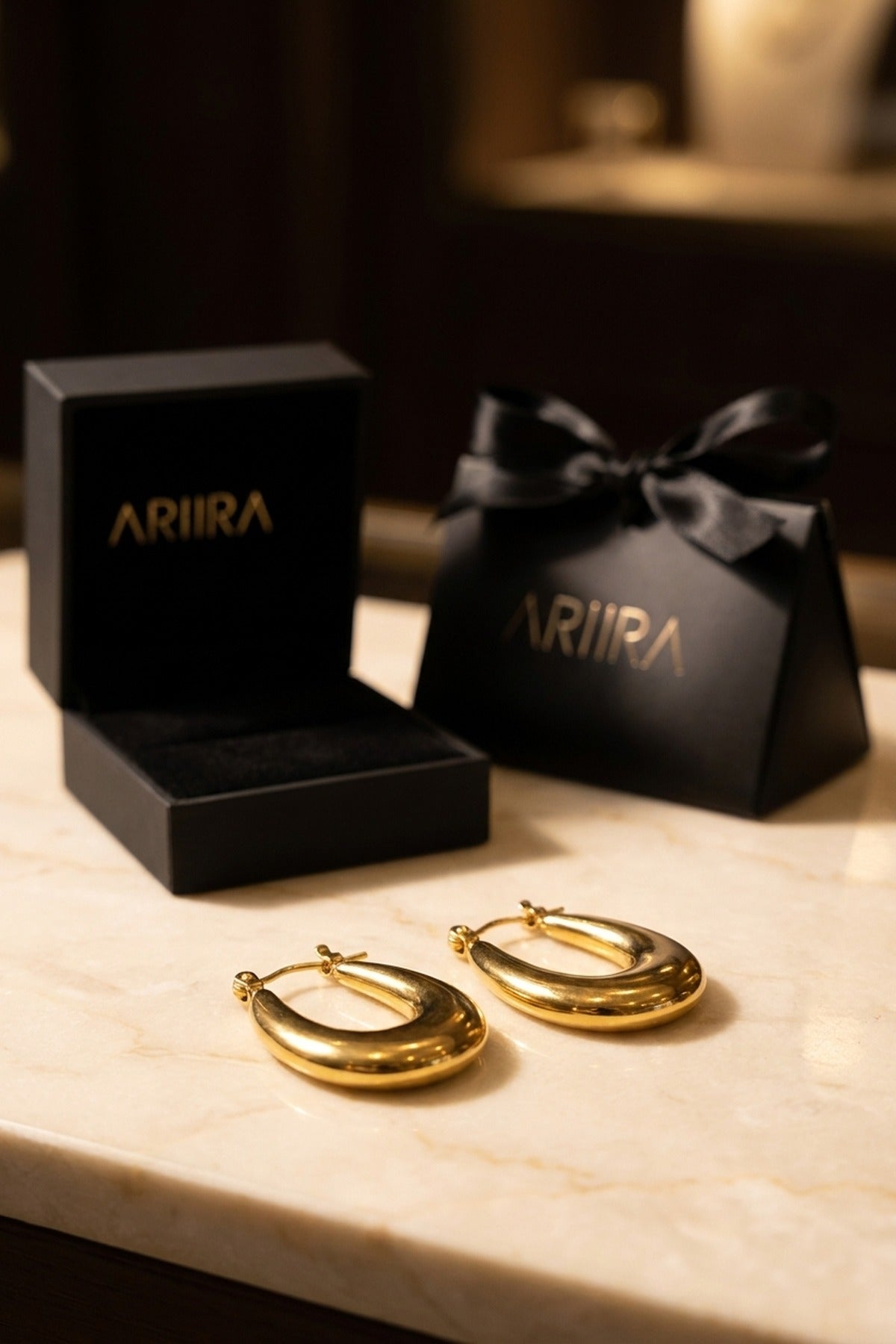 Gold Rimsha U Shaped Chunky Hoop Earrings