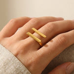 Gold Kristal Adjustable Open Rings