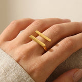 Gold Kristal Adjustable Open Rings