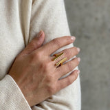 Gold Kristal Adjustable Open Rings