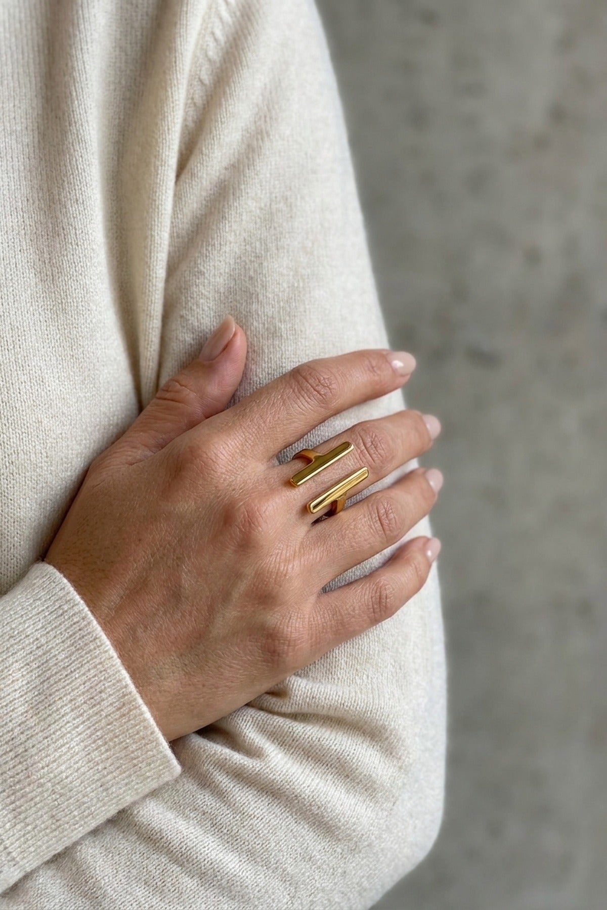 Gold Kristal Adjustable Open Rings