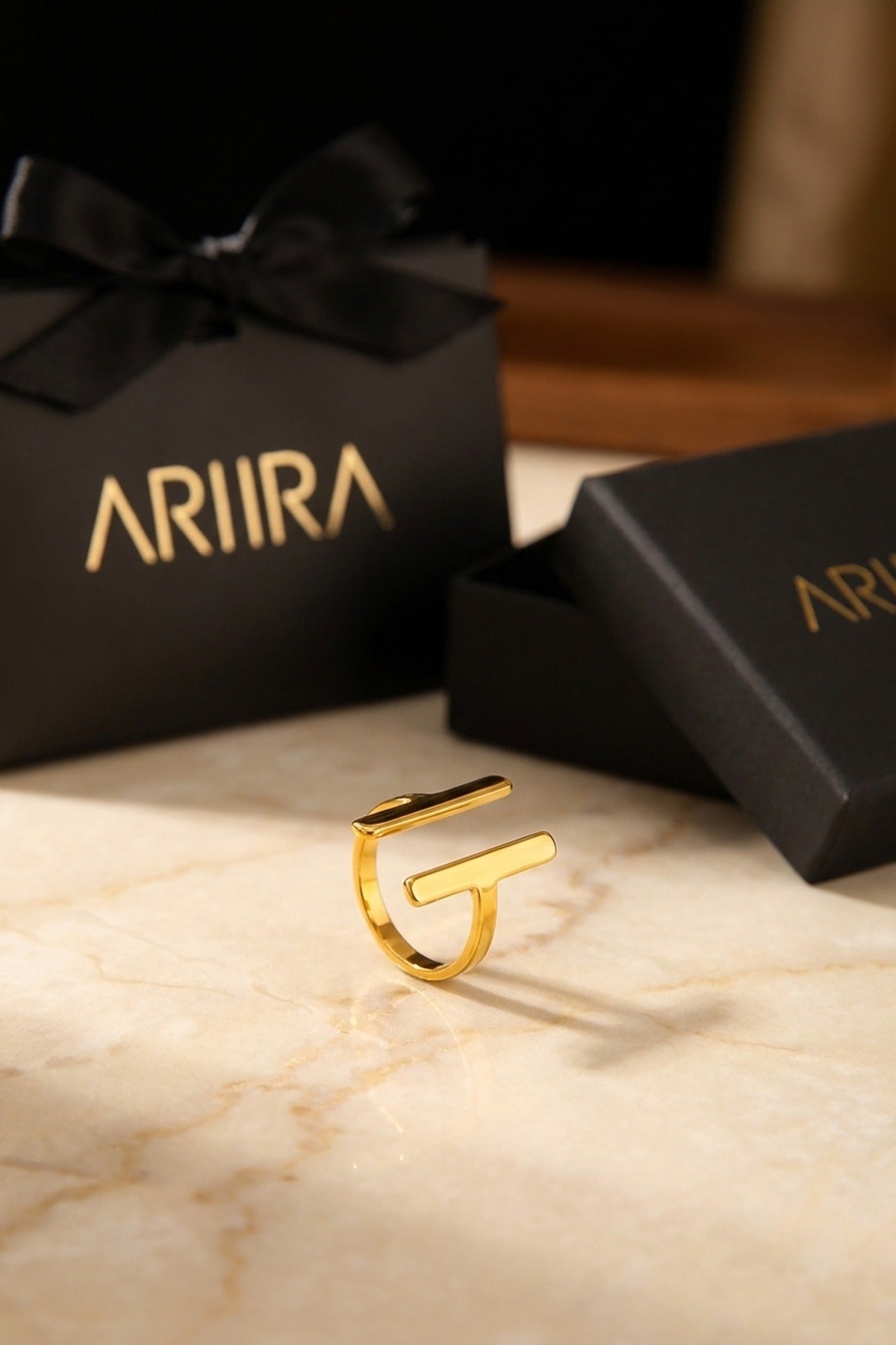Gold Kristal Adjustable Open Rings