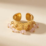 gold Madum Natural Stone Adjustable Ring
