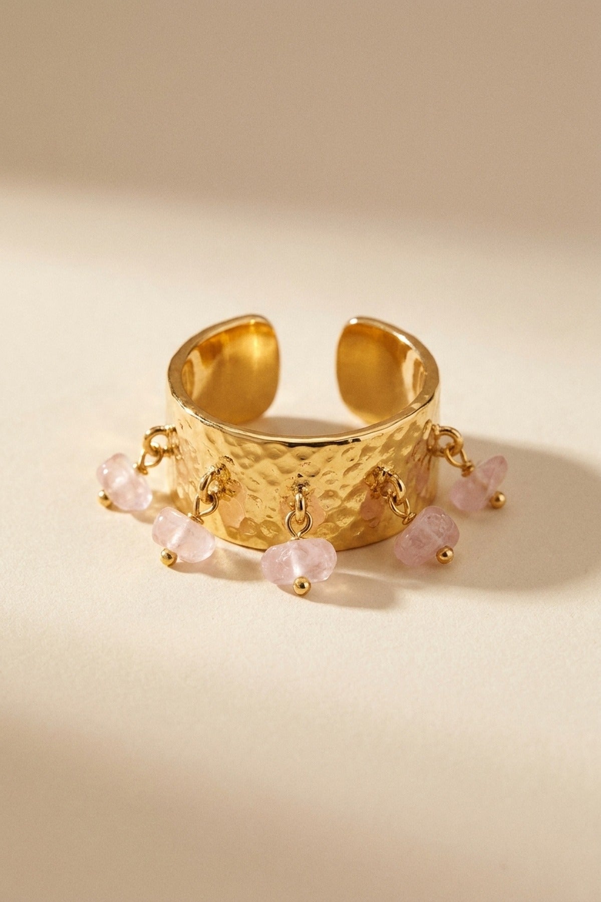 gold Madum Natural Stone Adjustable Ring