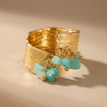Aqua Green Madum Natural Stone Adjustable Ring