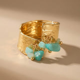 Aqua Green Madum Natural Stone Adjustable Ring