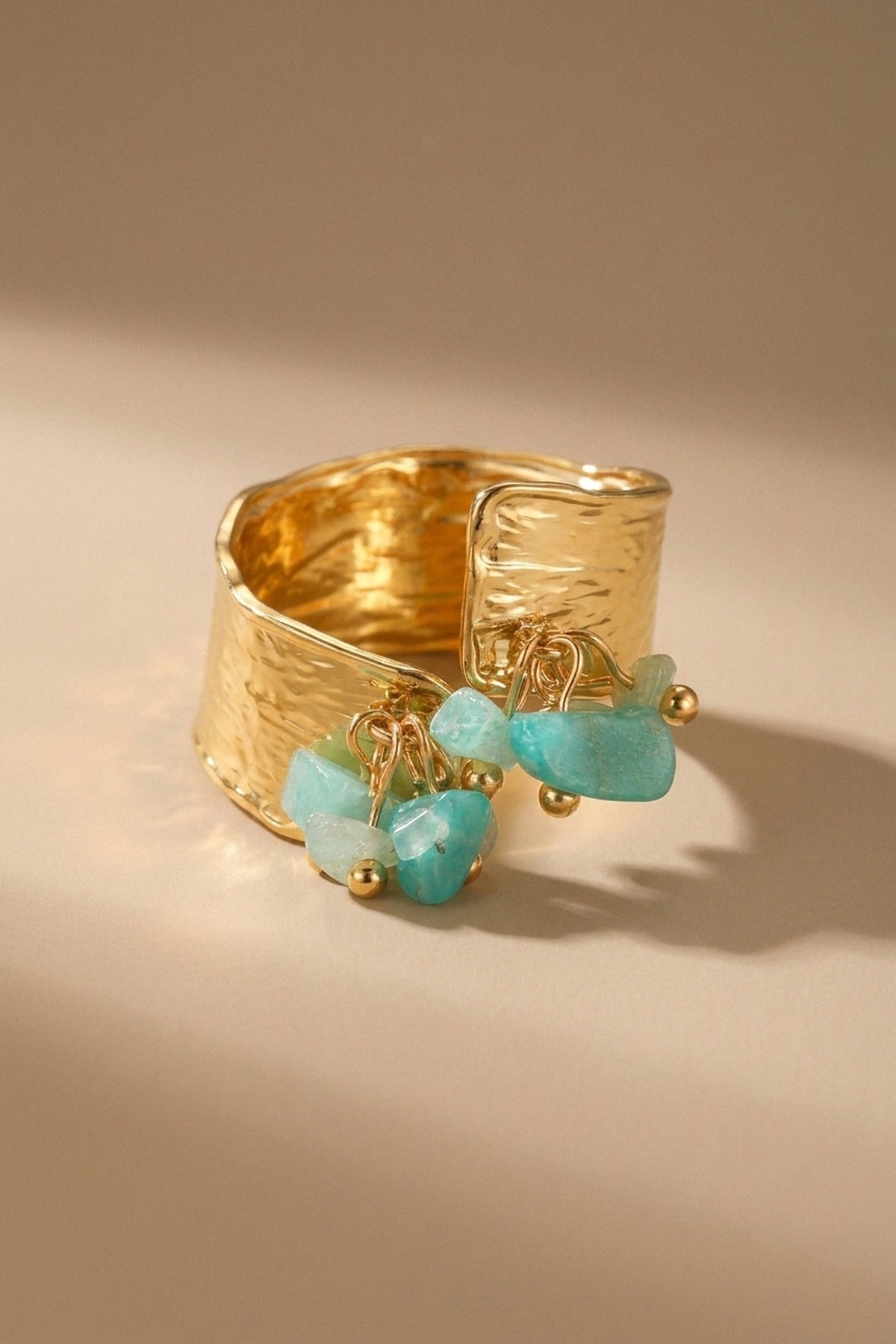 Aqua Green Madum Natural Stone Adjustable Ring