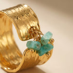 Aqua Green Madum Natural Stone Adjustable Ring