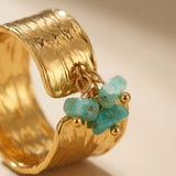 Aqua Green Madum Natural Stone Adjustable Ring