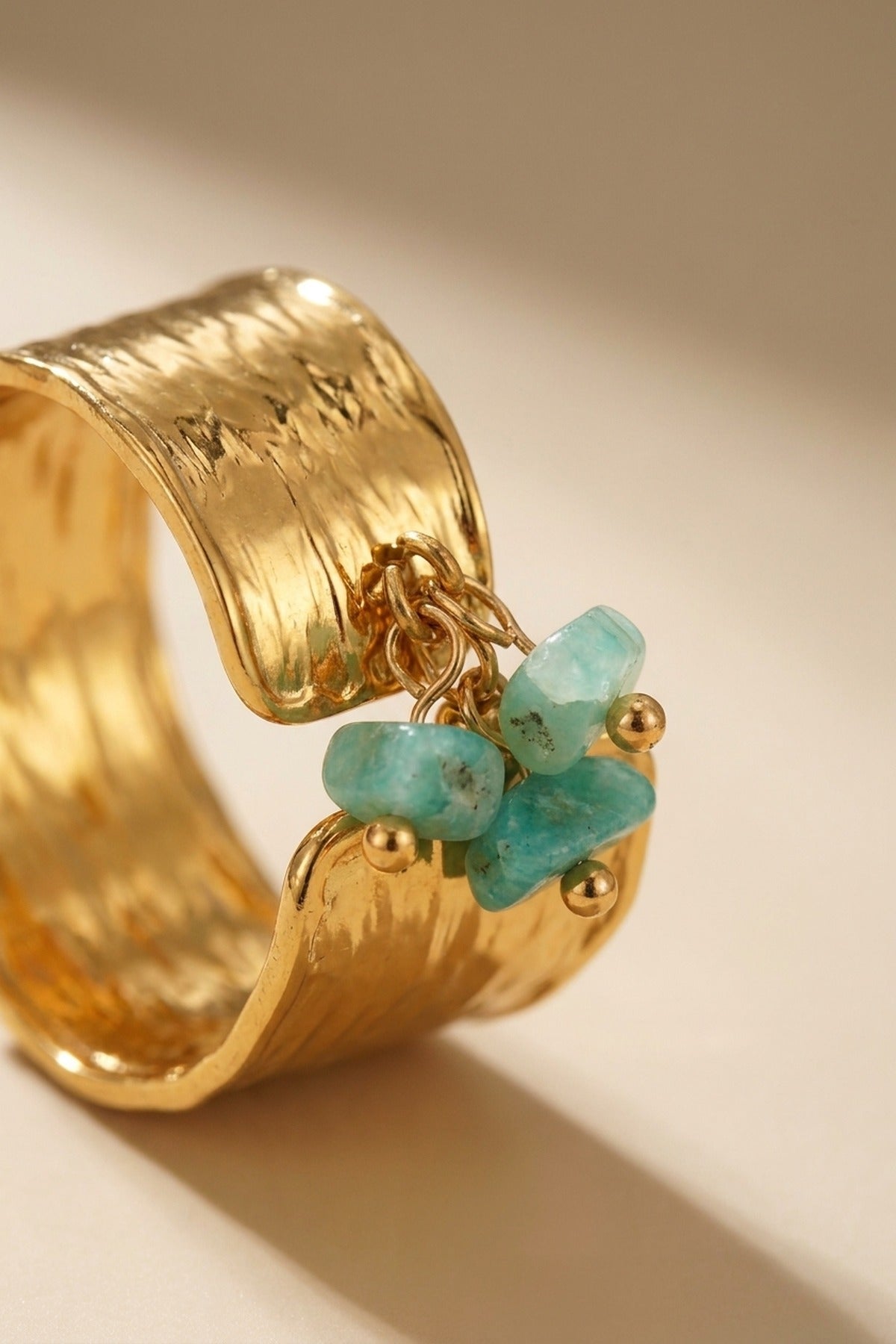 Aqua Green Madum Natural Stone Adjustable Ring