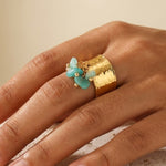 Aqua Green Madum Natural Stone Adjustable Ring