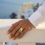 Aqua Green Madum Natural Stone Adjustable Ring