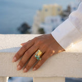 Aqua Green Madum Natural Stone Adjustable Ring